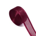 Détail de ruban transparent rayé bordeaux, tissu large pour loisirs créatifs et emballage cadeau. - Largeur 2.5cm 10 Yards/Rouleau / Bordeaux