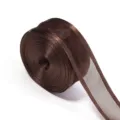 Braunes transparentes Organzaband Nahaufnahme Detail für Geschenkverpackung und Basteln. - 2,5 cm 10 Yards/Rolle / Kaffeebraun