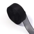 Schwarze transparente Organzaband Rolle im Detail für Geschenkverpackung und Basteln - Bandbreite 2,5 cm 10 Yards/Rolle / Schwarz