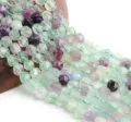 Fili di perle di cristallo di fluorite sfaccettate multicolori naturali per gioielli. - Fluorite Verde