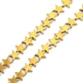 Gold plated flat star hematite stone loose beads detail, perfect for DIY jewelry making. - Diameter 8mm Hole 1.0mm (Approx. 60 Pcs) / Gold