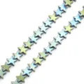Electroplated flat star hematite loose beads DIY bracelet necklace jewelry making supplies - Diameter 8mm Hole 1.0mm (Approx. 60 Pcs) / Green
