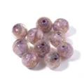 Purple glass beads with gold foil sparkles, loose round beads for DIY handmade jewelry. - Light Purple