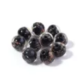 Glass goldstone beads for DIY jewelry making, black core with copper glitter sparkle. - Black