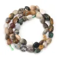 Perles ovales en agate naturelle pierre semi-précieuse fil pour fabrication bijoux DIY. - Env. 45 Pièces/Paquet / Jaspe Océan