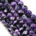 Vista dettagliata perle agata fiamma viola e nera per creazione di gioielli e bracciali fai da te. - Diametro 6mm Dimensione del Foro Circa 0.8mm (Circa 60 Perline) / Fiamma Viola