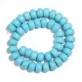 Cuentas de ábaco de turquesa natural sueltas para pulseras collares hechos a mano DIY. - 4*6mm (Aprox. 80 Piezas/Paquete) / Color Turquesa