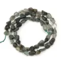 Cuentas de piedra natural de cristal de ágata para collar de pulsera de joyería DIY. - Diámetro Aprox. 5-10mm Agujero Aprox. 0,8mm / Aprox. 45 Piezas/Paquete / Cuarzo Rutilado Verde Irregular