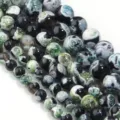 Perline sciolte di agata di fuoco naturale per braccialetti di gioielli fai da te. - Diametro 6mm / Fiamma Verde