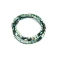 Close-up of chevron hematite beads detail, metallic green vacuum plated spacer accessory. - 7x1mm (Approx 150 Pcs/Strand) / Green (Shiny Small V)
