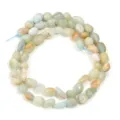 Cuentas de cristal ovaladas irregulares de piedra natural para collar pulsera DIY. - Diámetro aprox. 5-10mm, Apertura aprox. 0.8mm (aprox. 45 piezas) / Amazonita Irregular