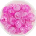 Pink crackle glass disk loose beads for DIY handmade bracelet necklace jewelry accessories - 50 Pieces / Rose Red Crackle Beads