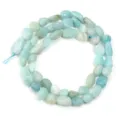 Detalle del collar de cuentas de piedra natural azul claro, ideal para creacion de joyas DIY. - Diámetro Aprox. 5-10mm Agujero Aprox. 0,8mm / Aprox. 45 Piezas/Paquete / Amazonita A Irregular
