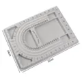 Grey plastic bead design board with scale markers and storage slots for DIY jewelry making. - 1 Piece (32cmx24cmx1.5cm)