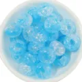 Light blue crackle glass beads round flat disc loose beads for DIY jewelry making bracelets - 50 Pieces / Light Blue Crackle Beads