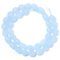 Light blue oval gemstone beads detail shot, smooth translucent surface for DIY jewelry making. - 8*12mm (Approx. 33 Pieces) / Irregular Rectangular Column Light Blue