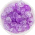 Purple crackle glass round flat beads for DIY handmade bracelets, necklaces and earrings design. - 50 Pieces / Purple Crackle Crystal