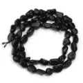 Cuentas de ágata negra irregulares piedras preciosas semi-acabadas collar DIY - Diámetro aprox. 5-10 mm, agujero aprox. 0.8 mm (aprox. 45 piezas) / Obsidiana Irregular