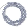 Perles de pierres précieuses ovales gris bleu naturel pour bracelets colliers bijoux DIY - Colonne rectangulaire irrégulière / Diamètre 8*12mm, Trou 1.0mm (Environ 33 Perles) / Gris