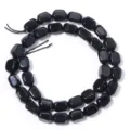 Natural black gemstone loose beads oval block shape DIY bracelet necklace jewelry making - 8*12mm (Approx. 33 Pieces) / Irregular Rectangular Column Black