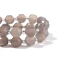 Bracciale multistrato con perle in pietra preziosa grigia sfaccettata e distanziatori - Diametro 10mm (circa 30 pz) / Agata grigia