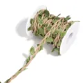 Ruban de jute avec feuilles vertes artificielles pour décoration artisanat accessoire - Corde de Cire Environ 7mm de Large / Kaki