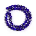 Vibrant blue evil eye glass beads strand for DIY handmade bracelet necklace jewelry making supplies - Diameter 6mm Hole 1.0mm (Approx 60 Pcs) / Dark Blue