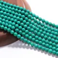 Synthetic turquoise round loose beads for DIY jewelry making, beautiful spiderweb matrix design. - 6mm / Turquoise