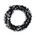 Black evil eye glass beads round loose beads for DIY jewelry making bracelet necklace - Diameter 6mm Hole 1.0mm (Approx 60 Pcs) / Black