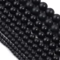 Natural matte black agate round stone beads loose beads for DIY jewelry making accessories. - Matte Onyx / 12mm Diameter (Approx. 32 Pcs)