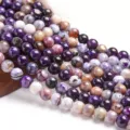 Perline di agata naturale pietre preziose, perline rotonde viola screpolate per creazione di gioielli. - Diametro 6mm Dimensione del Foro Circa 0.8mm (Circa 60 Perline) / Scoppio di Ghiaccio Viola