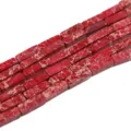 Roter kaiserlicher Jaspis Rechteck Säule Perlen Detail für DIY Schmuckherstellung Zubehör. - 29 Stück/Packung / Rot