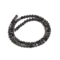 Closeup details of natural black labradorite gemstone loose beads for DIY handmade jewelry. - 4mm (Approx 90-95 Pcs) / Larvikite
