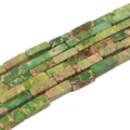 Natürlicher grüner Imperial Jaspis Rechteck Säule Perlen 13x4mm für DIY Schmuckbau - 29 Stück/Packung / Obstgrün