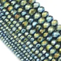 Perline abaco in cristallo sfaccettato primo piano, gioielli fai da te iridescenti. - 100 Pezzi (3x2mm) / Verde Galvanizzato