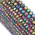 Perline sfuse metalliche arcobaleno sfaccettate per gioielli fai da te e bracciali - 3*2mm Foro 0,8mm (circa 100 pezzi) / Multicolor Electroplating