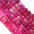 Perline di agata smerigliata rosa perline rotonde in pietra naturale per accessori di gioielli. - Agata Striata Rosa