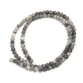 Natürliche Jaspis Perlen graue edle Steinperlen rund lose Perlen für DIY Schmuck Basteln - 4mm (Ca. 90-95 Stk) / Landkartenstein