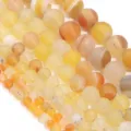 Perline di agata satinata naturale rigate rotonde semilavorate collana accessori fai da te - Agata a Strisce Gialle