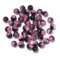 Dual color crackle glass round beads for DIY handmade jewelry necklace bracelet accessories - 8mm (50 Pieces) / Black and Pink Gradient