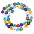 Colorful millefiori glass heart beads flat round loose beads for DIY handmade bracelets necklaces - Heart Flat Bead / 10mm (Approx 35 Pieces/Pack)