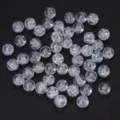 Detailed close-up of clear crackle glass beads for DIY jewelry making, showing crystal texture. - 8mm (50pcs/Pack) / White