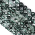 Natural green phantom crystal loose beads for DIY handmade bracelets and jewelry making. - 10mm Diameter (Approx 35 Beads) / Green Ghost Quartz