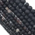 Perline di agata opaca naturale perline di agata striata per creazione di gioielli fai da te - Agata a Strisce Nere