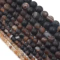 Perle di agata opaca naturale, perline tonde rigate per accessori gioielli fai da te. - Agata a Strisce Caffè