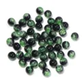 Two-color crackle glass beads detail showing unique texture and green black beads. - 8mm (50 Pieces) / Black Green