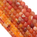 Perline sfuse rotonde in agata corniola opaca naturale per creazione di gioielli fai da te. - Agata striata arancione