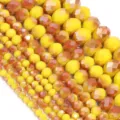 Perline in vetro cristallo sfaccettato sfumatura giallo arancione per accessori gioielli fai da te - 100 Pezzi (3x2mm) / Giallo e Borgogna Opaco
