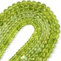Green crystal loose beads natural gemstone round beads for DIY bracelet jewelry making craft supply - 8mm Size (Approx 45 Pcs) / Olive Green Enhanced