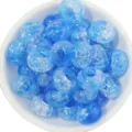 Blue crackle glass flat round beads DIY jewelry making bracelet necklace accessories loose beads - 50 Pieces / Dark Blue Crackle Beads